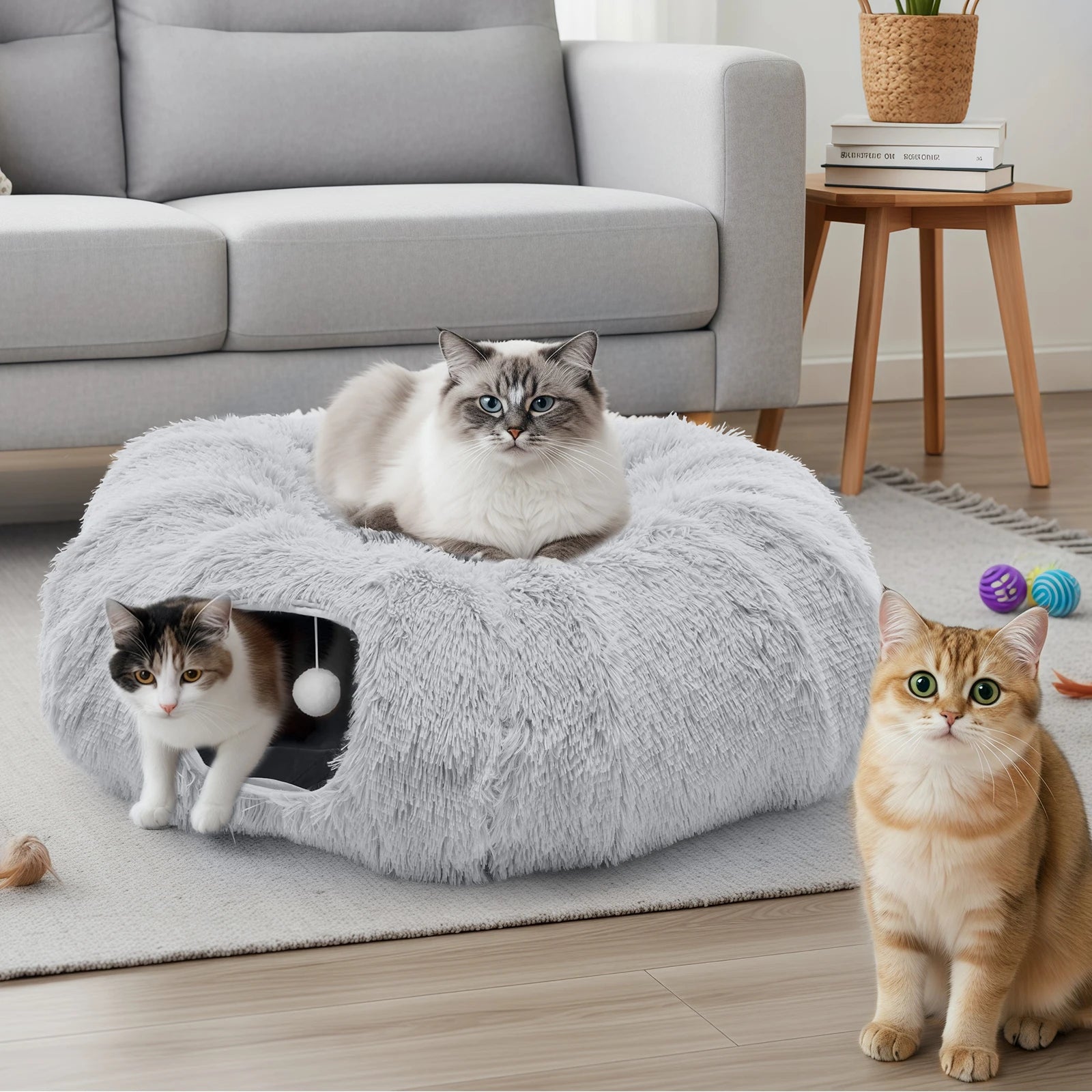 Plush Cat Tunnel Sleep Haven - Snibble Pets