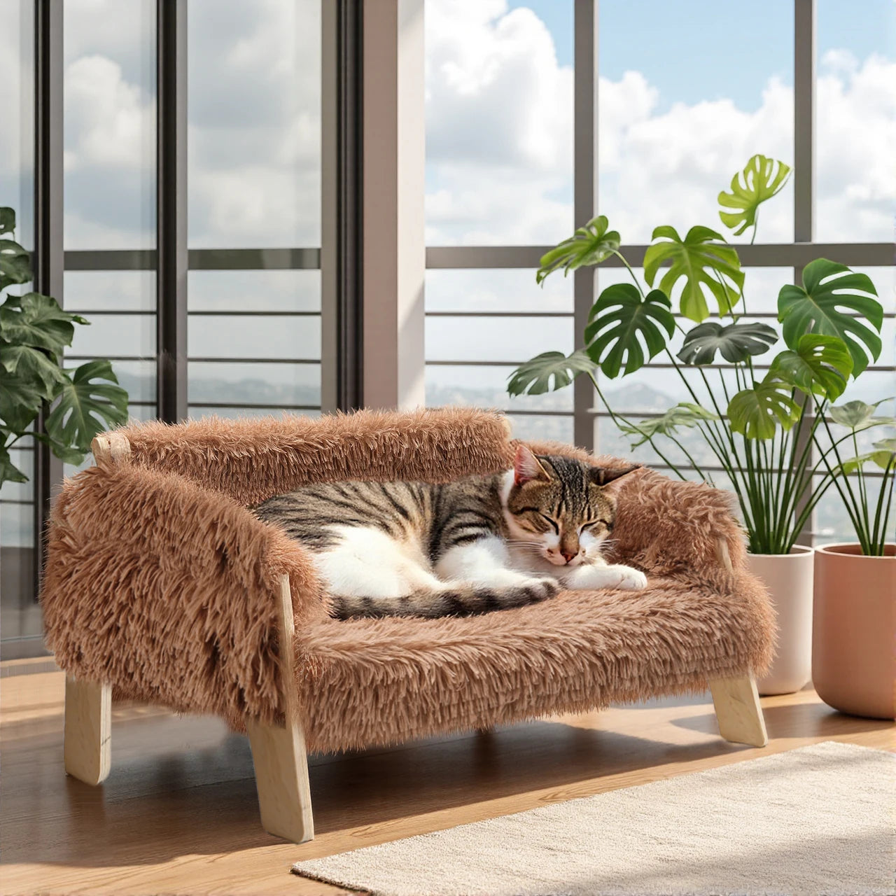 Luxe Plush Cat Sofa Bed - Snibble Pets