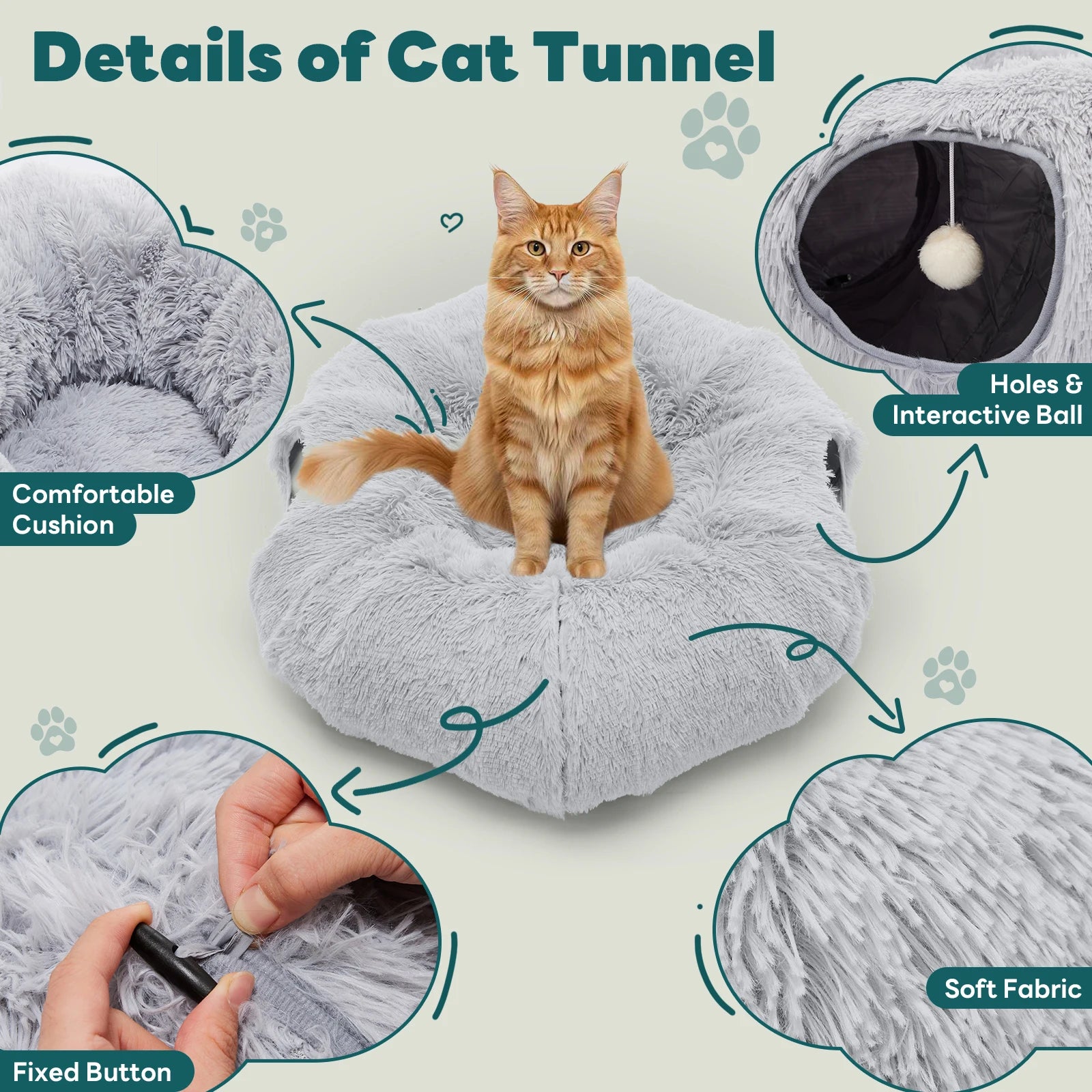 Plush Cat Tunnel Sleep Haven - Snibble Pets