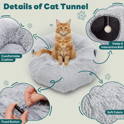 Plush Cat Tunnel Sleep Haven - Snibble Pets