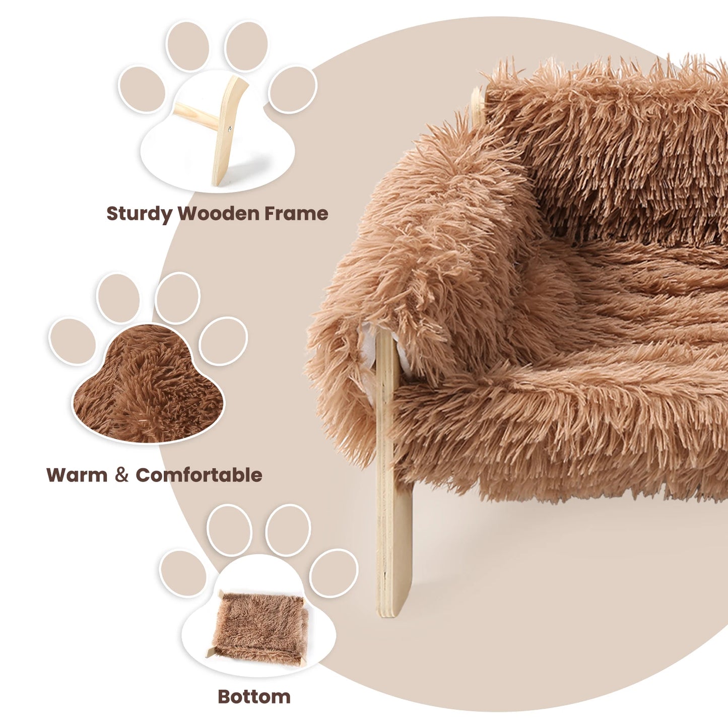 Luxe Plush Cat Sofa Bed - Snibble Pets