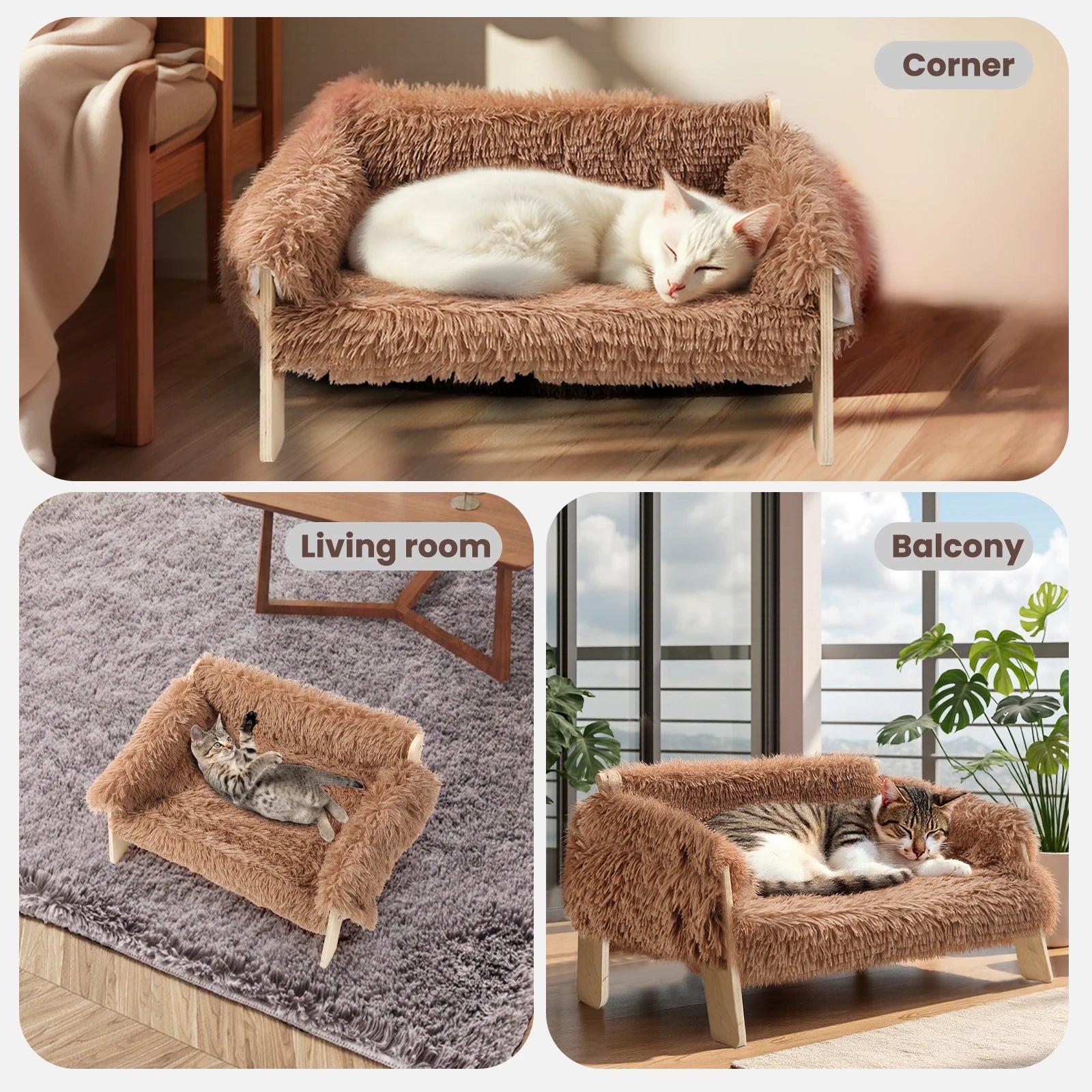 Luxe Plush Cat Sofa Bed - Snibble Pets