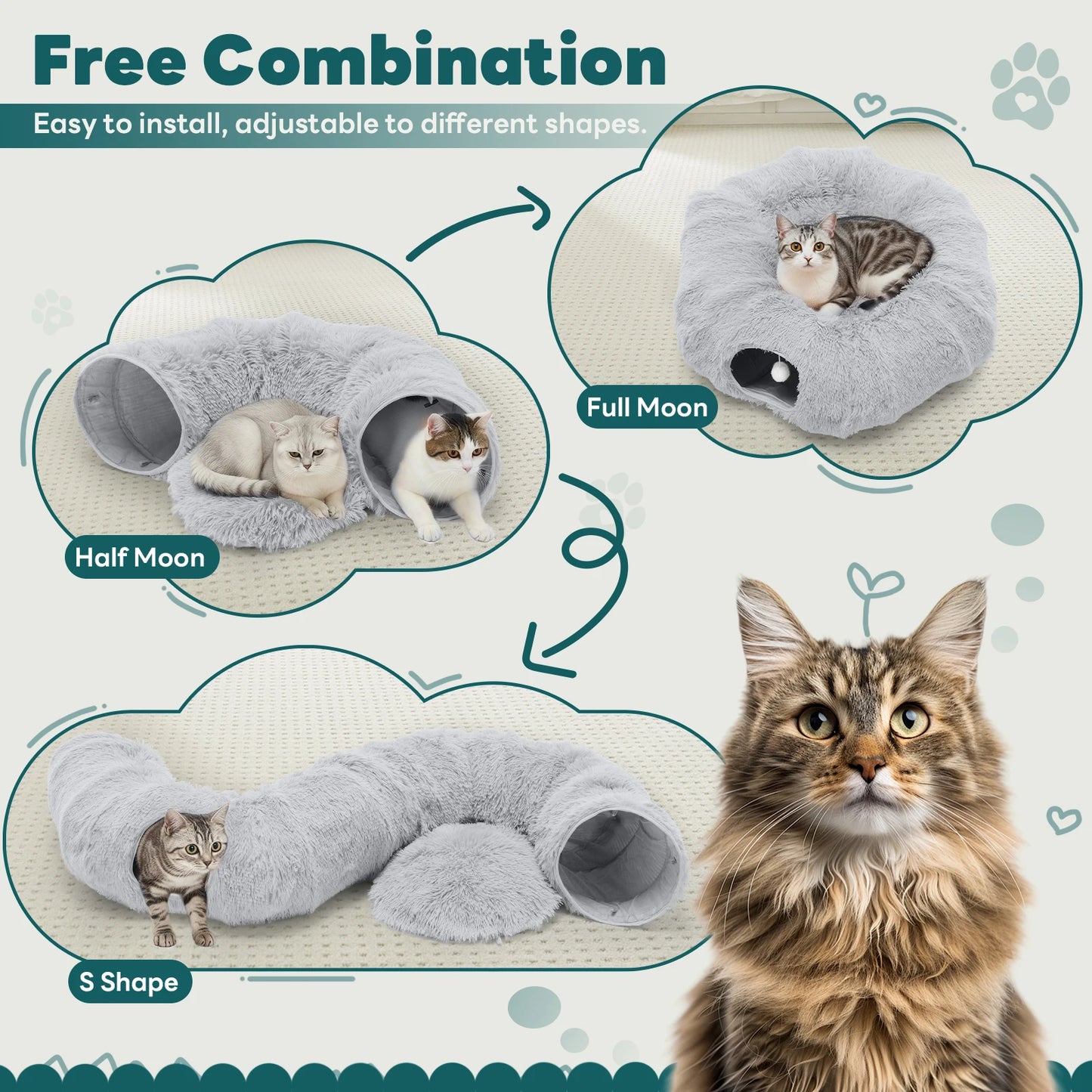 Plush Cat Tunnel Sleep Haven - Snibble Pets