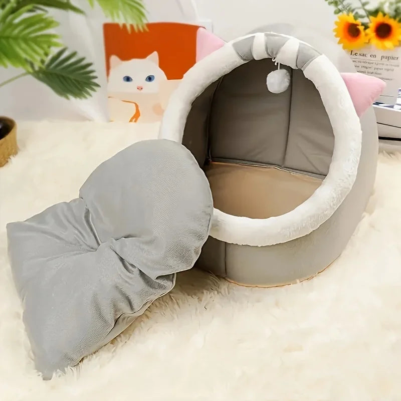 Cartoon Cat House Bed - Snibble Pets