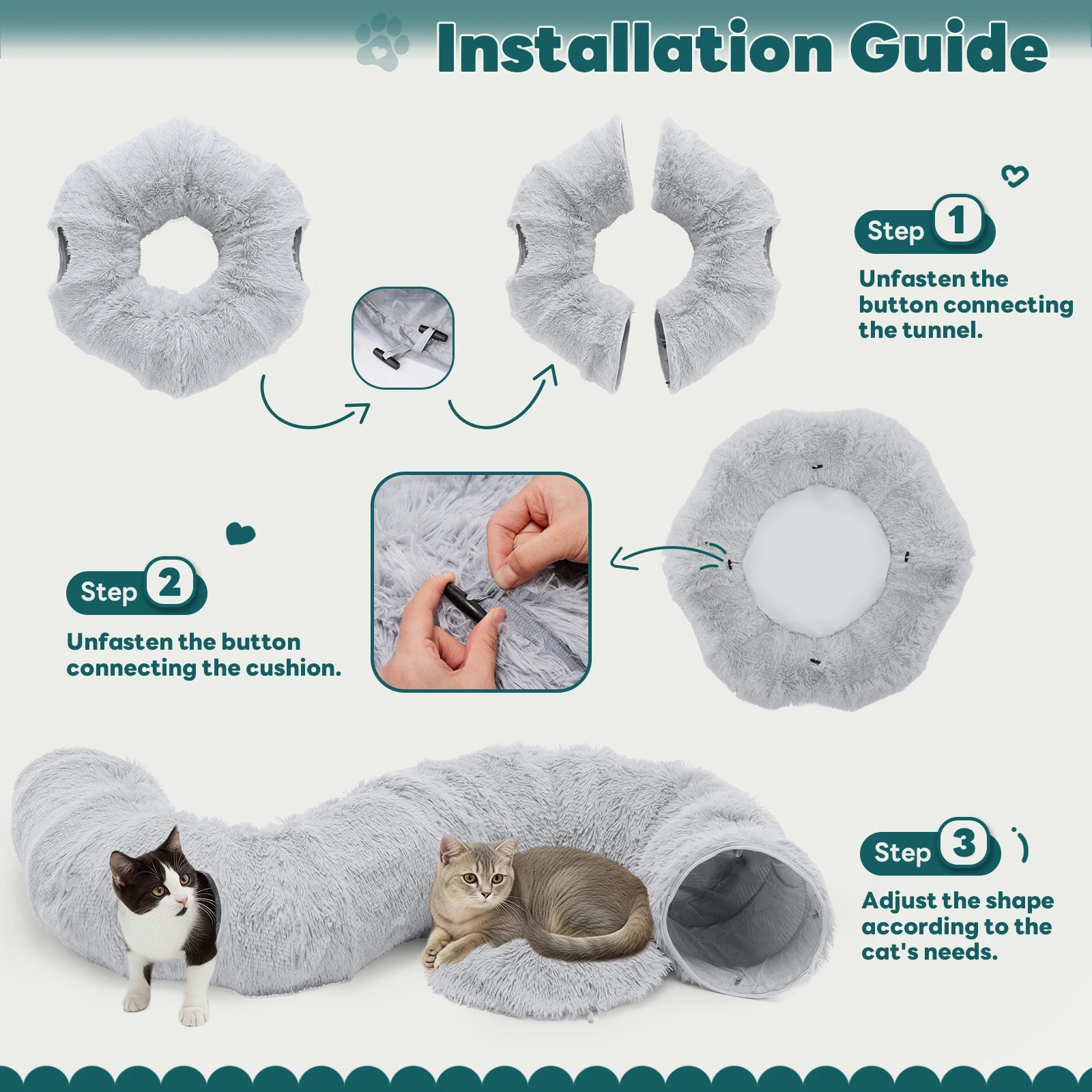 Plush Cat Tunnel Sleep Haven - Snibble Pets