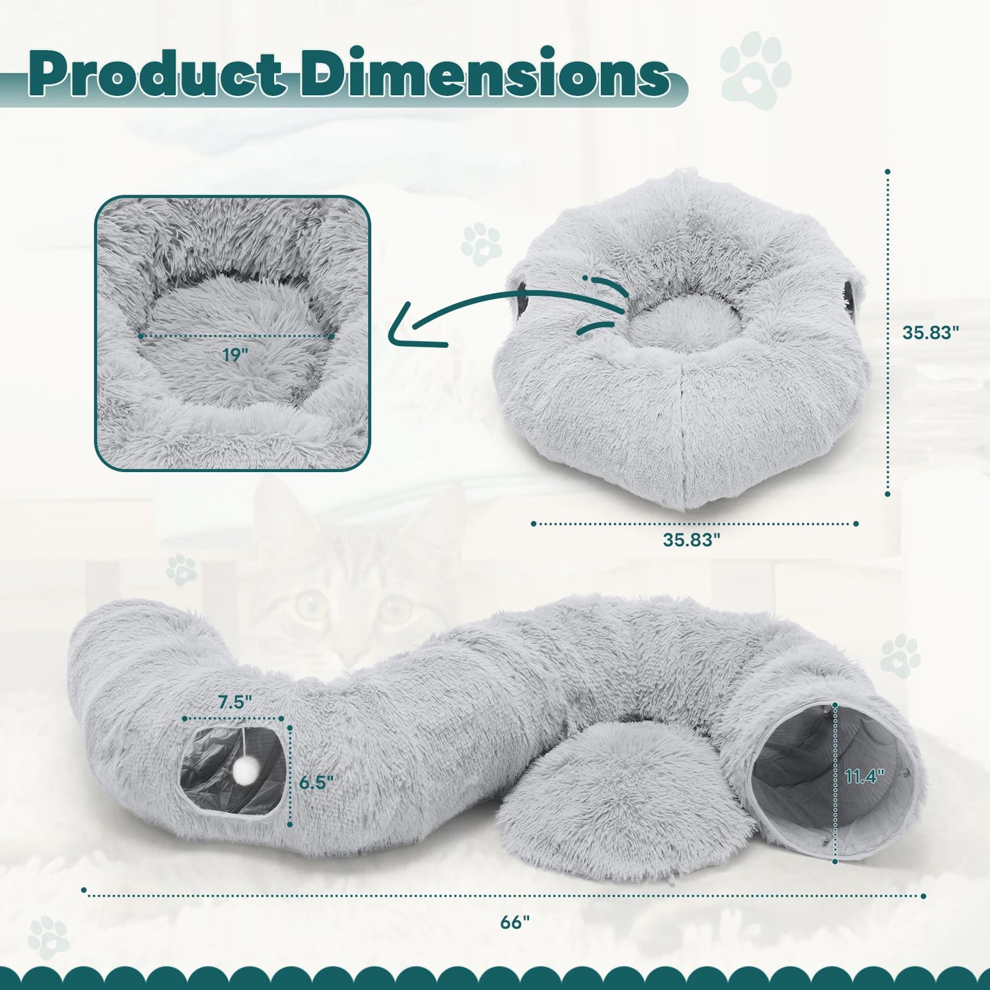 Plush Cat Tunnel Sleep Haven - Snibble Pets