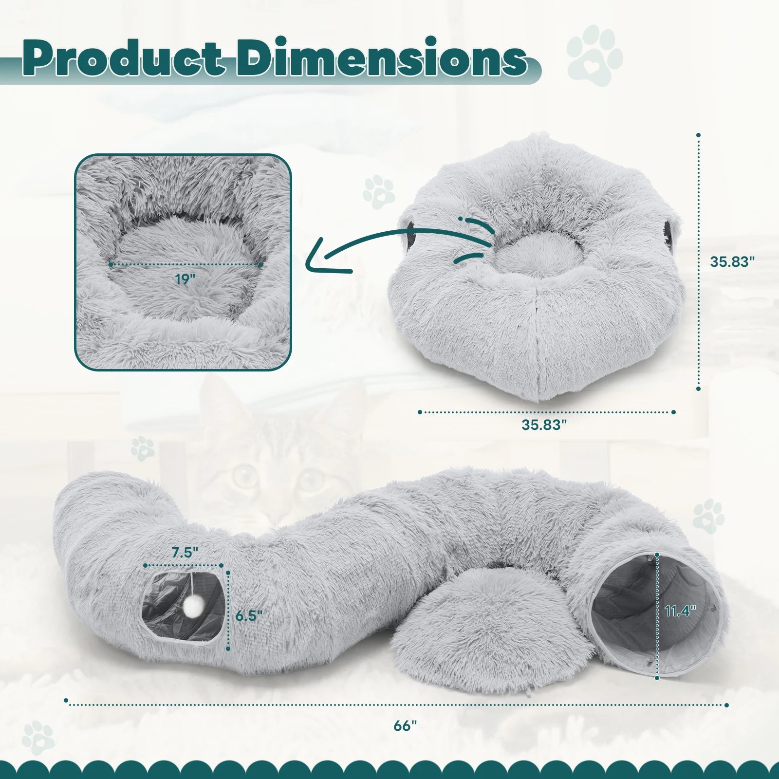 Plush Cat Tunnel Sleep Haven - Snibble Pets